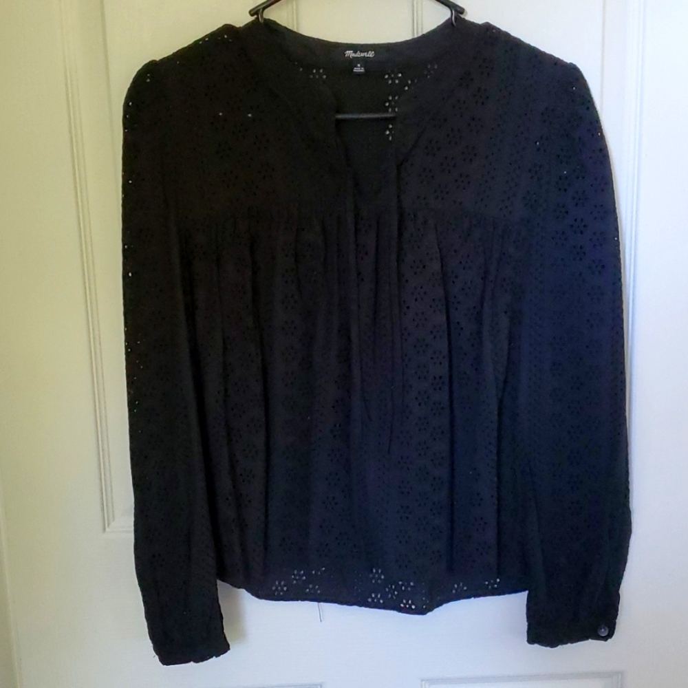 Madewell Black Eyelet Medium Blouse